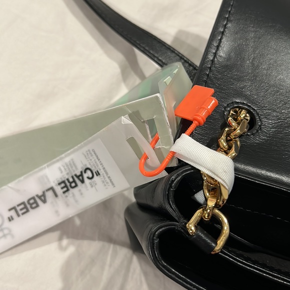 Off-White BNWT Black Leather Mini Gold Binder Crossbody Bag - Picture 9 of 9